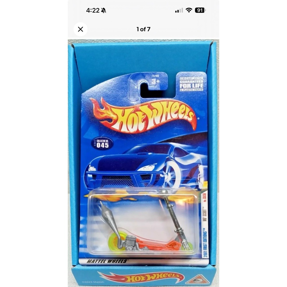 Hot Wheels Mo' Scoot 2001 First Editions Collector 045 Silver Diecast Scooter